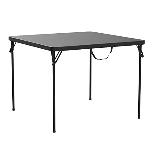 COSCO XL 38.5" Fold-in-Half Card Table w/ Handle, Black, Indoor & Outdoor, Portable, Wheelchair Accessible, Camping, Tailgating, & Crafting Folding Table