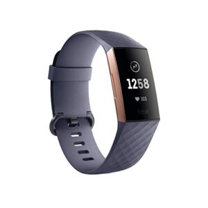 fitbit charge 3 fitness activity tracker, rose gold/blue grey, one size (s & l bands included) (renewed)
