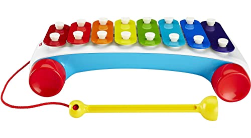 Fisher-Price Toddler Pull Toy, Classic Xylophone Pretend Musical Instrument with Mallet and Rolling Wheels for Ages 18+ Months