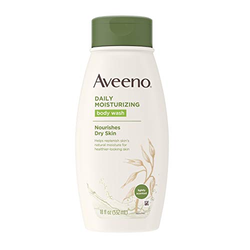 Aveeno Daily Moisturizing Body Wash for Dry Skin with Soothing Oat ; Rich Emollients, Creamy Shower Cleanser, Gentle, Soap-Free and Dye-Free, Light Fragrance, 18 fl. oz.