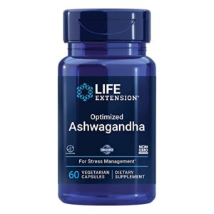 life extension optimized ashwagandha – withania somnifera extract 125mg – for stress relief, focus, energy management, healthy brain & memory – gluten-free – non-gmo – 60 veg caps