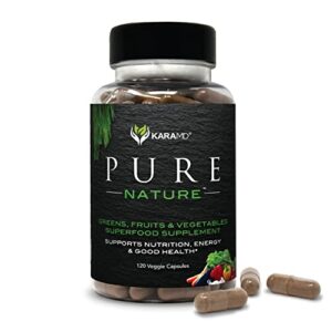 karamd pure nature – fruit & veggie superfood supplement with antioxidants for energy, cognitive clarity, immunity & digestion support – vegetable capsules – 30 servings (120 capsules).
