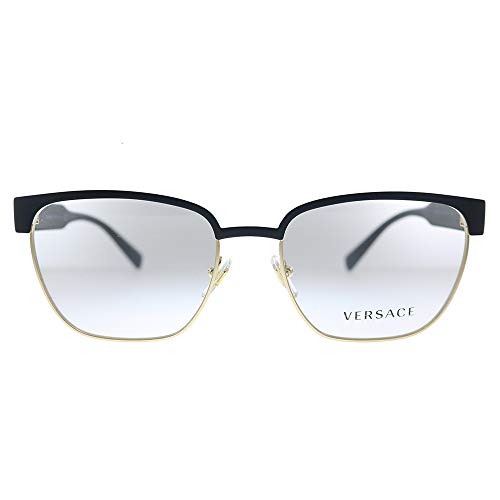 Versace VE 1264 1436_5 Matte Black Gold Metal Oval Eyeglasses 54mm