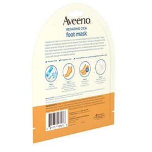 Aveeno Repairing CICA Foot Mask with Prebiotic Oat and Shea Butter, Moisturizing Foot Mask for Extra Dry Skin, 1 Pair of Single-Use Slippers (Pack of 3)