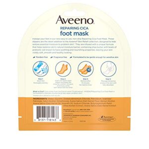 Aveeno Repairing CICA Foot Mask with Prebiotic Oat and Shea Butter, Moisturizing Foot Mask for Extra Dry Skin, 1 Pair of Single-Use Slippers (Pack of 3)