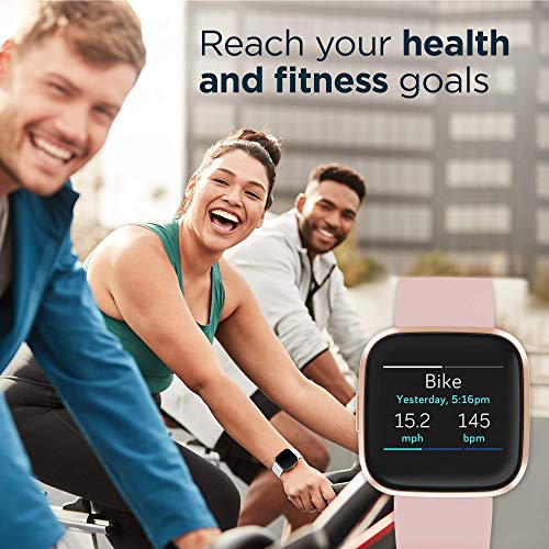 Fitbit Versa 2 Health & Fitness Smartwatch with Heart Rate, Music, Alexa Built-in, Sleep & Swim Tracking, Petal/Copper Rose, One Size (S & L Bands Included) (Renewed)