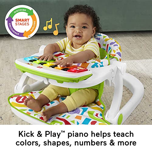 Fisher-Price Portable Baby Chair, Deluxe Sit-Me-Up Seat with Kick & Play Piano Learning-Toy and Snack Tray for Babies and Toddlers