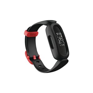 fitbit ace 3 activity tracker for kids 6+ one size, black/racer red