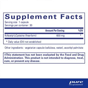 Pure Encapsulations NAC 600 mg | N-Acetyl Cysteine Amino Acid Supplement for Lung and Immune Support, Liver, and Antioxidants* | 30 Capsules