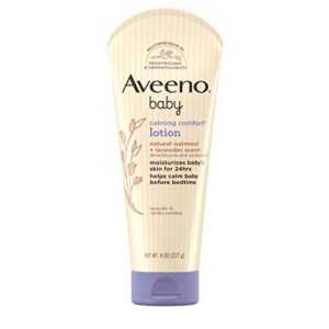 aveeno baby calming comfort moisturizing lotion with relaxing lavender & vanilla scents, non-greasy body lotion with natural oatmeal & dimethicone, paraben- & phthalate-free, 8 fl. oz