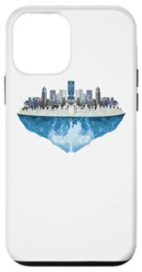 iphone 12 mini flat earth awesome future city ice wall society gift case