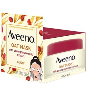 Aveeno Oat Face Mask with Pomegranate Seed Extract, Kiwi Water, and Prebiotic Oat, Hydrating Full Face Mask for Glowing Skin, Paraben Free, Phthalate-Free, 1.7 oz