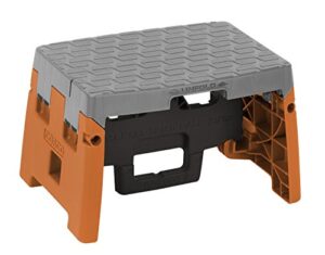 cosco 1 step molded folding step stool, type 1a, black, orange, and gray