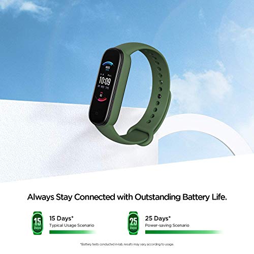 Amazfit Band 5 Activity Fitness Tracker with Alexa Built-in, 15-Day Battery Life, Blood Oxygen, Heart Rate, Sleep & Stress Monitoring, 5 ATM Water Resistant, Fitness Watch for Men Women Kids, Olive