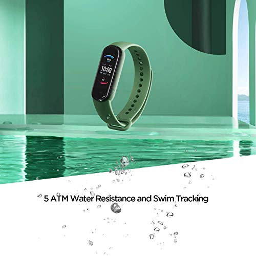 Amazfit Band 5 Activity Fitness Tracker with Alexa Built-in, 15-Day Battery Life, Blood Oxygen, Heart Rate, Sleep & Stress Monitoring, 5 ATM Water Resistant, Fitness Watch for Men Women Kids, Olive