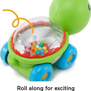 Fisher-Price Baby Crawling Toy Poppity Pop Turtle Push-Along Vehicle With Ball Popping Sounds For Ages 6+ Months