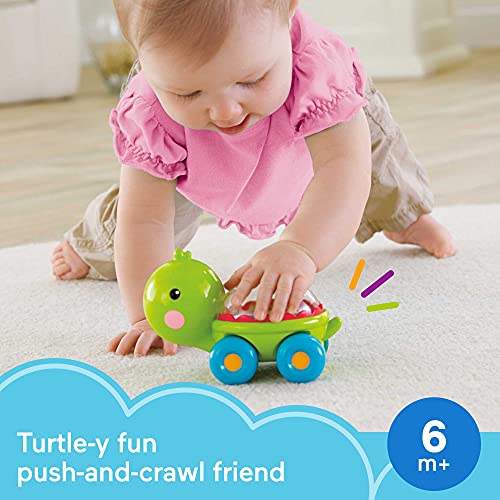 Fisher-Price Baby Crawling Toy Poppity Pop Turtle Push-Along Vehicle With Ball Popping Sounds For Ages 6+ Months