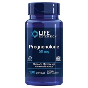 life extension pregnenolone 50mg – for hormone balance, anti-aging & longevity – memory & cognition supplement – non-gmo, gluten-free – 100 capsules