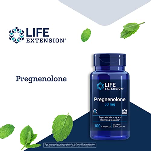 Life Extension Pregnenolone 50mg - For Hormone Balance, Anti-Aging & Longevity - Memory & Cognition Supplement – Non-GMO, Gluten-Free - 100 Capsules