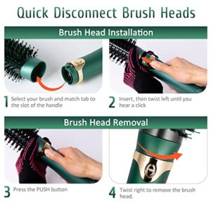 Professional Hot Air Brush for Women, Multipurpose Beauty Hair Dryer Brush for Curling or Straightening, Hair Volumizer, Blow Dryer Brush with Interchangeable Brushing Heads for All Hair Types