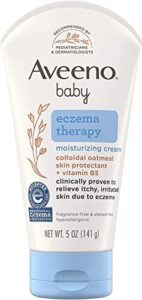 aveeno eczema therapy daily moisturizing cream for sensitive skin, soothing lotion with colloidal oatmeal for dry, itchy, and irritated skin, steroid-free and fragrance-free, 5 oz