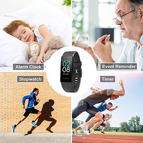 DSMART Fitness Activity Tracker Watch with Body Temperature Heart Rate Sleep Health Monitor IP68 Waterproo Pedometer Step Calorie Counter Watch for Women Men Teens (Black)