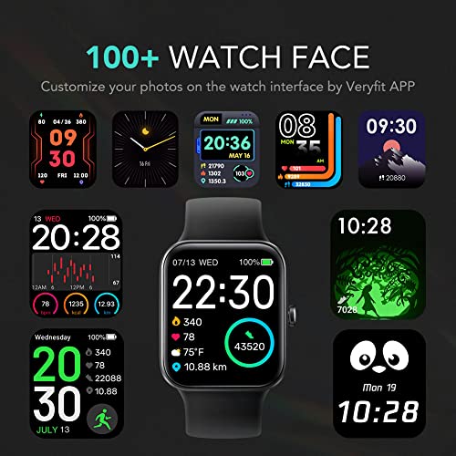 SKG Smart Watch, Fitness Tracker with 5ATM Swimming Waterproof, Health Monitor for Heart Rate, Blood Oxygen, Sleep, 1.7'' Touch Screen Bluetooth Smartwatch Fitness Watch for Android-iPhone iOS, V7