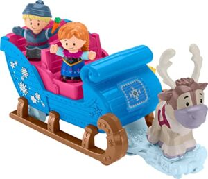 disney frozen kristoff’s sleigh by little people, figure and vehicle set [amazon exclusive]