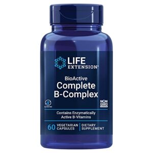 Life Extension BioActive Complete B Complex – Complete Formula for Vitamin B Benefits – Boosts Energy Production & Promotes Metabolism - Gluten-Free, Non-GMO – 60 Vegetarian Capsules