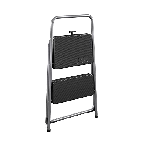 COSCO 11137PBL1E 2 Household Folding Step Stool, ANSI Type 3, 200 lb Weight Capacity, Platinum