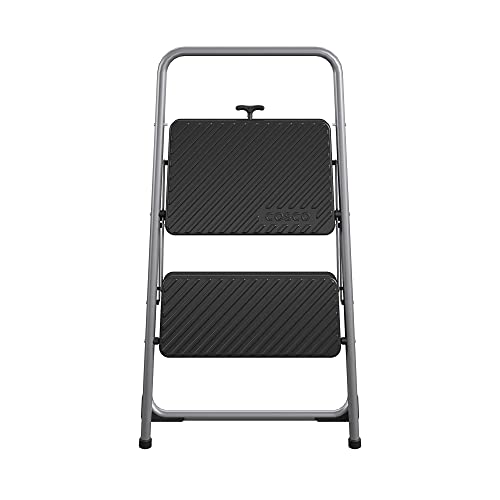 COSCO 11137PBL1E 2 Household Folding Step Stool, ANSI Type 3, 200 lb Weight Capacity, Platinum