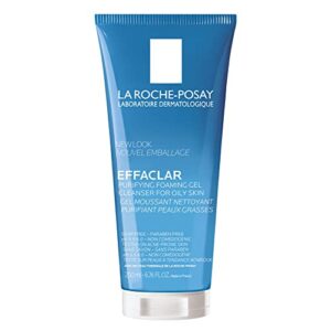 la roche-posay effaclar purifying foaming gel cleanser for oily skin, daily face wash to remove excess oil and impurities, oil free and soap free