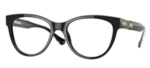 versace ve 3304 gb1 black plastic cat-eye eyeglasses 53mm