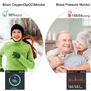 Popglory Smart Watch, Smartwatch with Blood Pressure, Blood Oxygen Monitor, Fitness Tracker with Heart Rate Monitor, Full Touch Fitness Watch for Android & iOS for Men Women