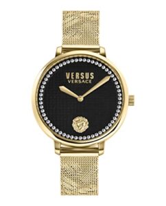 versus versace womens crystal gold 36 mm la villette bracelet watch vsp1s3821