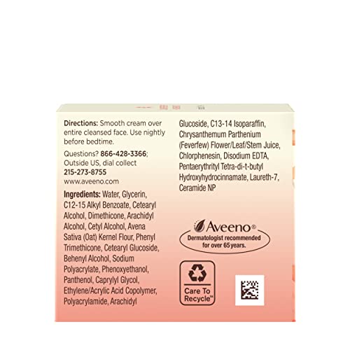 Aveeno Ultra-Calming Nourishing & Moisturizing Face & Neck Night Cream for Dry, Sensitive Skin with Calming Feverfew & Nourishing Oat, Non-Comedogenic, Oil-Free & Hypoallergenic, 1.7 oz (Pack of 3)