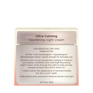 Aveeno Ultra-Calming Nourishing & Moisturizing Face & Neck Night Cream for Dry, Sensitive Skin with Calming Feverfew & Nourishing Oat, Non-Comedogenic, Oil-Free & Hypoallergenic, 1.7 oz (Pack of 3)