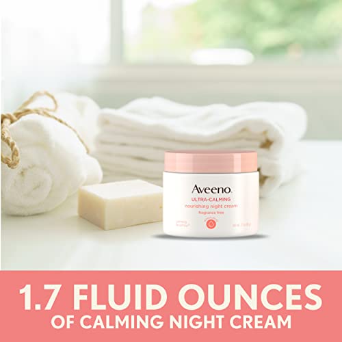 Aveeno Ultra-Calming Nourishing & Moisturizing Face & Neck Night Cream for Dry, Sensitive Skin with Calming Feverfew & Nourishing Oat, Non-Comedogenic, Oil-Free & Hypoallergenic, 1.7 oz (Pack of 3)