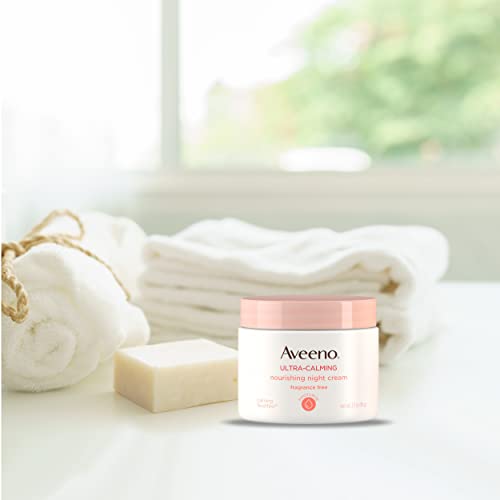 Aveeno Ultra-Calming Nourishing & Moisturizing Face & Neck Night Cream for Dry, Sensitive Skin with Calming Feverfew & Nourishing Oat, Non-Comedogenic, Oil-Free & Hypoallergenic, 1.7 oz (Pack of 3)