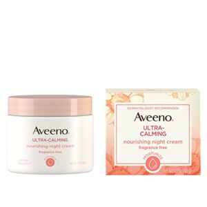 Aveeno Ultra-Calming Nourishing & Moisturizing Face & Neck Night Cream for Dry, Sensitive Skin with Calming Feverfew & Nourishing Oat, Non-Comedogenic, Oil-Free & Hypoallergenic, 1.7 oz (Pack of 3)