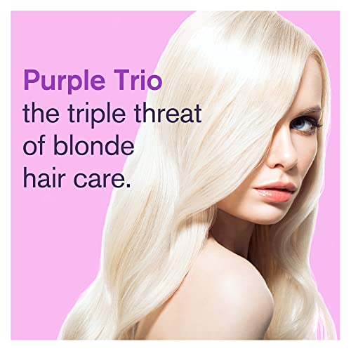 Purple Shampoo, Conditioner & Mask Trio Gift Set. Removes Brassy Yellow Tones. Lightens Blonde, Platinum, Ash, Silver & Grays. Paraben & Sulfate Free. PETA Approved Cruelty-free and 100% Vegan.