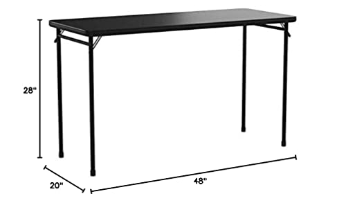 COSCO 20" x 48" Vinyl Top Folding Table, Black