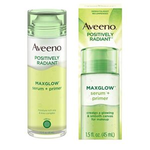 aveeno positively radiant maxglow hydrating face serum + primer with moisture rich soy & kiwi complex, hypoallergenic, non-comedogenic, paraben- & phthalate-free, 1.5 fl. oz