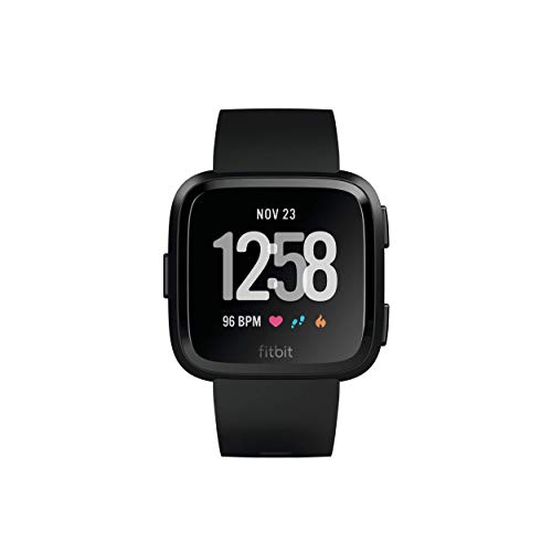 Fitbit Versa Smart Watch, Multisport Tracker, Black/Black Aluminium, One Size (S & L Bands Included) (Renewed)