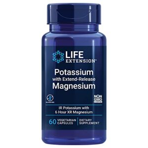 life extension potassium with extend-release magnesium – for blood pressure & vascular, bone health – promotes cardiovascular health – gluten-free – non-gmo – 60 vegetarian capsules
