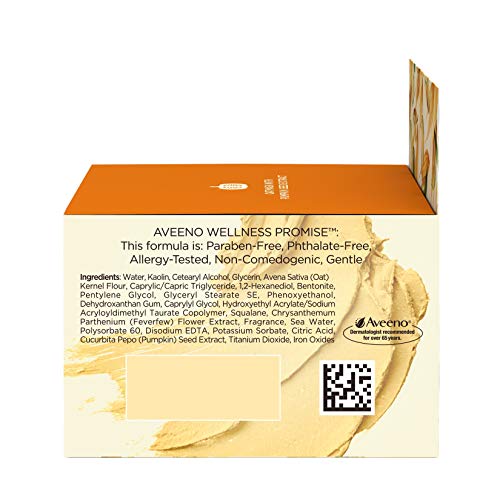 Aveeno Oat Face Mask with Soothing Pumpkin Seed Extract and Feverfew Extract, to Rebalance and Hydrate Skin, Paraben Free, Phthalate-Free, 1.7 oz