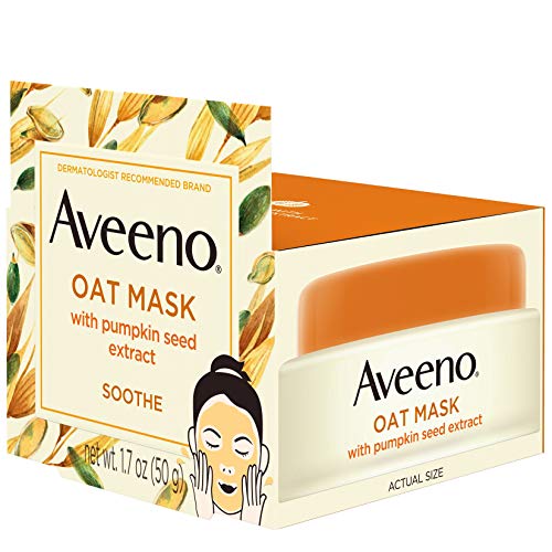 Aveeno Oat Face Mask with Soothing Pumpkin Seed Extract and Feverfew Extract, to Rebalance and Hydrate Skin, Paraben Free, Phthalate-Free, 1.7 oz