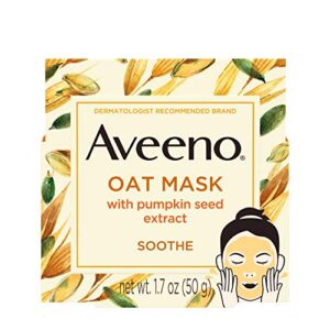 Aveeno Oat Face Mask with Soothing Pumpkin Seed Extract and Feverfew Extract, to Rebalance and Hydrate Skin, Paraben Free, Phthalate-Free, 1.7 oz