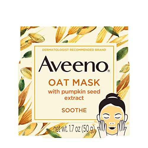 Aveeno Oat Face Mask with Soothing Pumpkin Seed Extract and Feverfew Extract, to Rebalance and Hydrate Skin, Paraben Free, Phthalate-Free, 1.7 oz