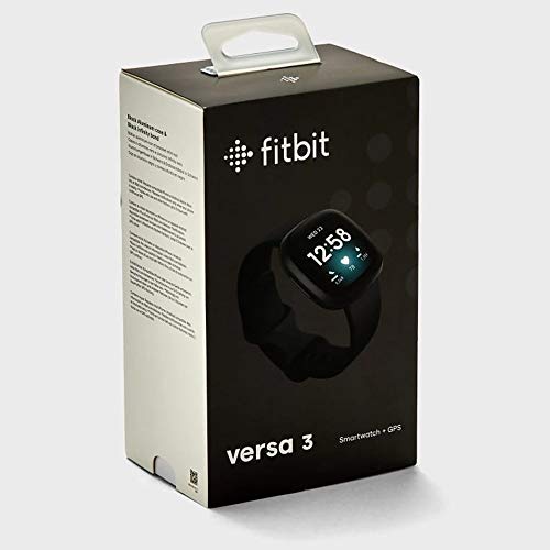 Fitbit Versa 3 Health & Fitness Smartwatch with GPS, 24/7 Heart Rate, Alexa Built-in, 6+ Days Battery, Black/Black, One Size Renewed